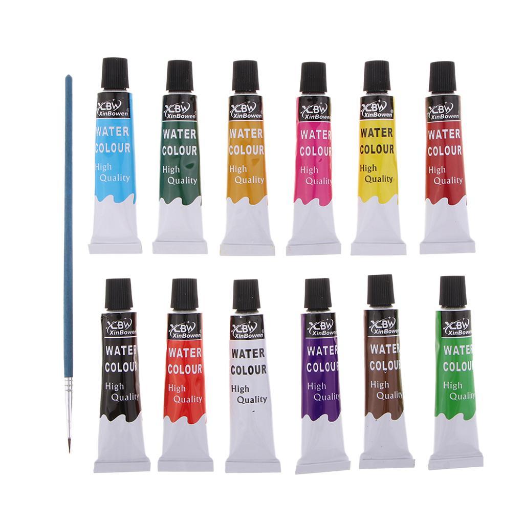 Set of 12 Acrylic Paint Set, Watercolor/ Oil Painting Tubes for Kids and Adults, Art & Craft Sets for Fabric, Wood, Ceramic, Glass, Rock