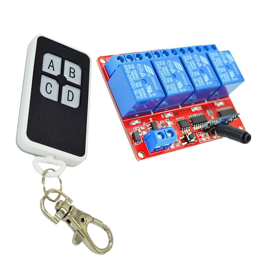 22.5V-24V Wireless RF Remote Control Relay Switch Receiver 4-Channel 10-30m