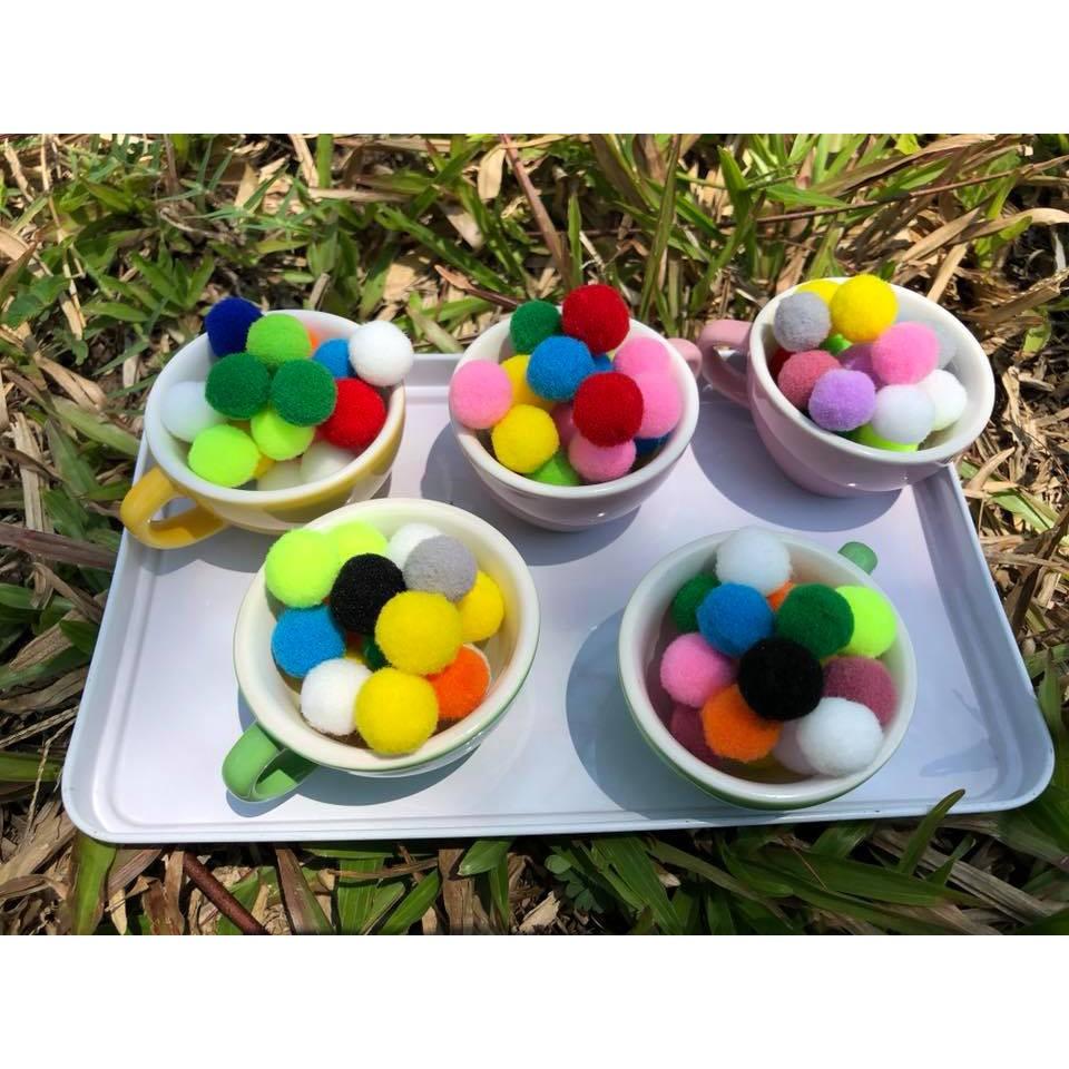 Pompom len 1,5cm chơi bột nặn đất nặn an toàn TEDU