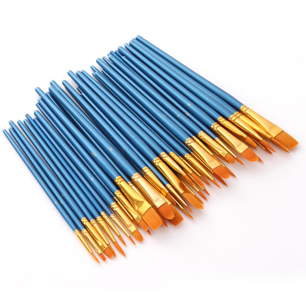 50Pcs Nylon Hair Painting Brush 6 Color Tube Acrylic Paints