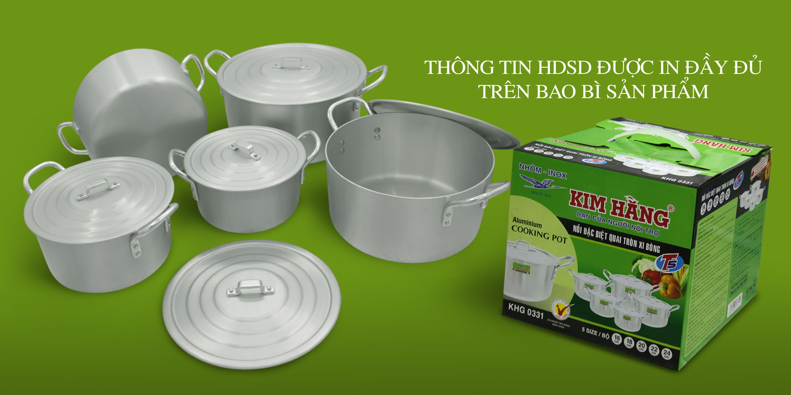 Bộ nồi đặc biệt qoai tròn xi bóng T5 Kim Hằng  (16, 18, 20, 22, 24cm)