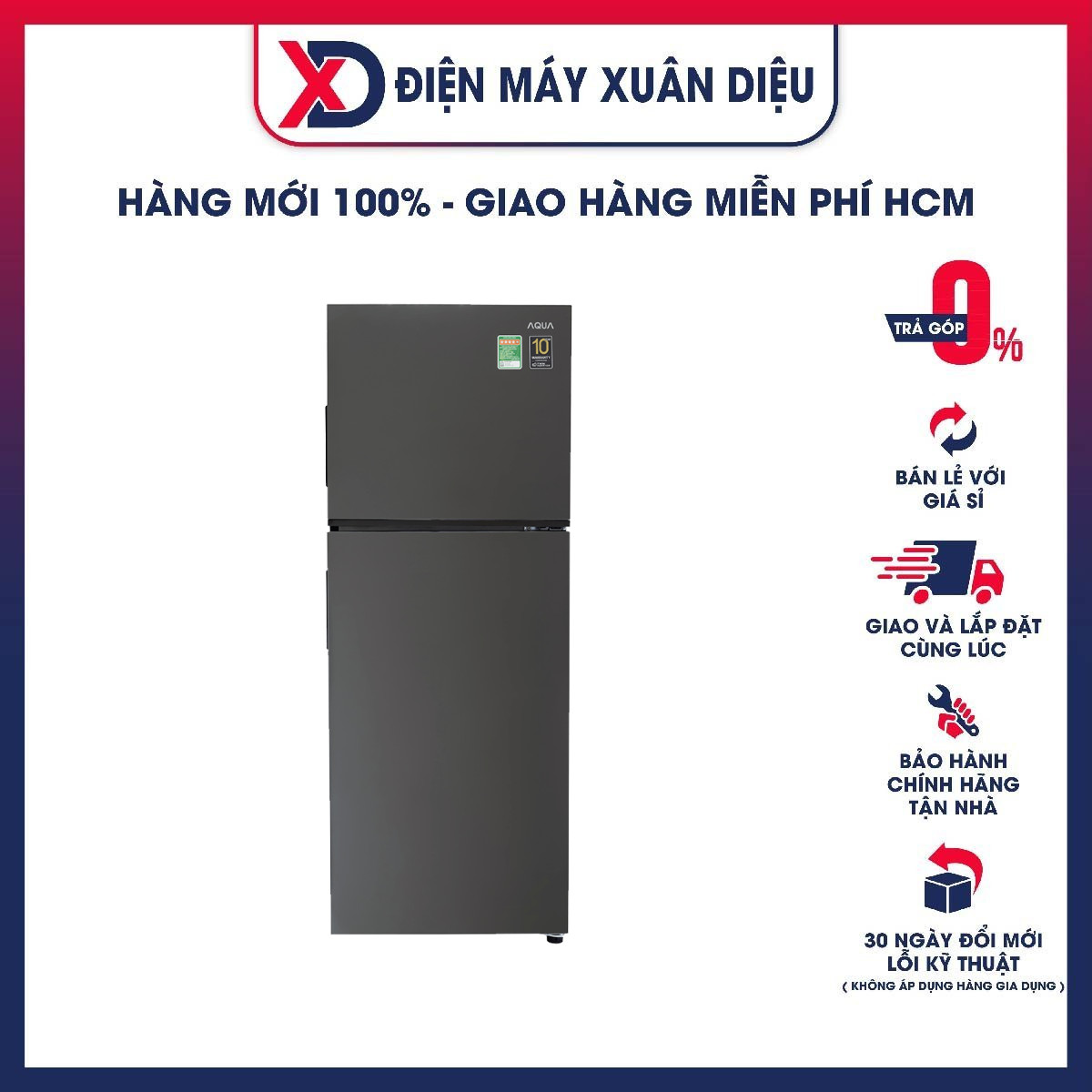 Tủ lạnh Aqua Inverter 222L AQR-T239FA(HB) - Hàng chính hãng - Giao HCM và 1 số tỉnh thành