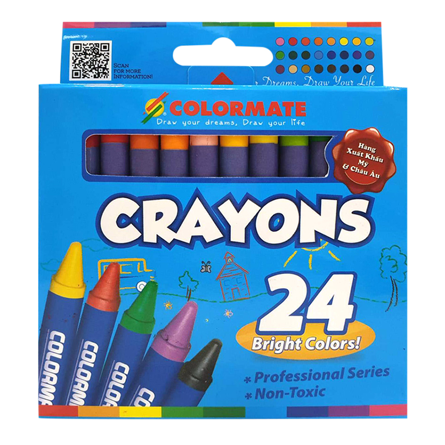 Bút Sáp Màu 24 Cây Hộp Giấy Colormate - CRAYONS-24P