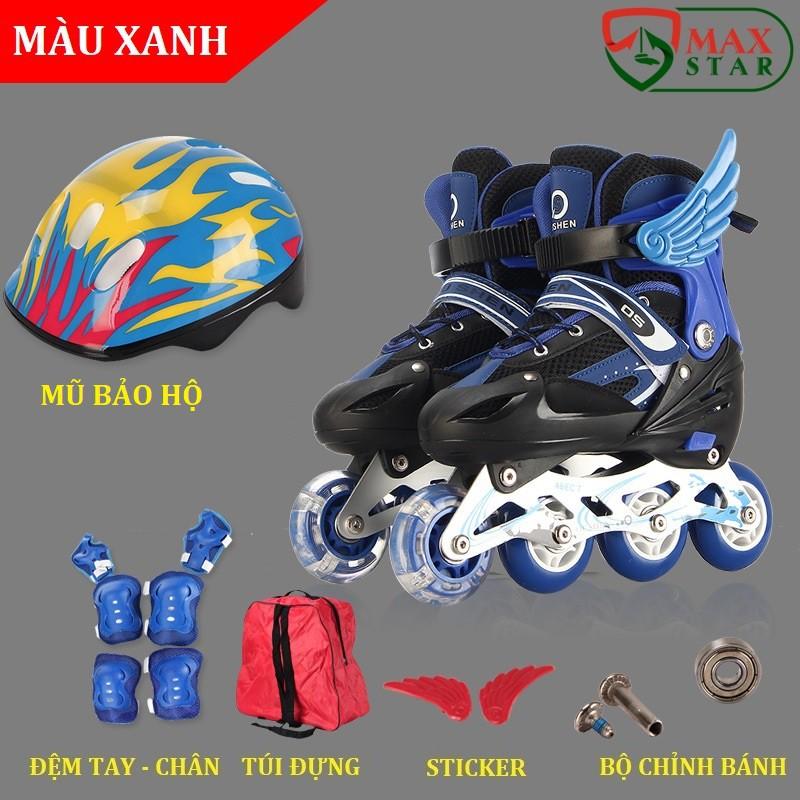 Giày PATIN, Giày trượt PATIN trẻ em 4 bánh CAO CẤP tặng kèm bảo Mũ Bảo Hộ và bảo hộ chân tay