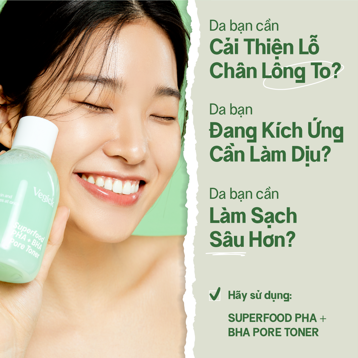 Nước Cân Bằng Thuần Chay Cải Thiện Lỗ Chân Lông Vegick Superfood PHA + BHA Pore Toner 210ml