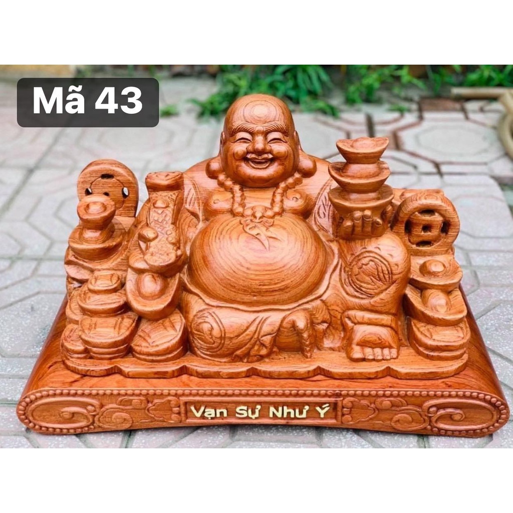 TƯỢNG DI LẶC NGỒI BẰNG GỖ HƯƠNG " VẠN SỰ NHƯ Ý" NGANG 40CM