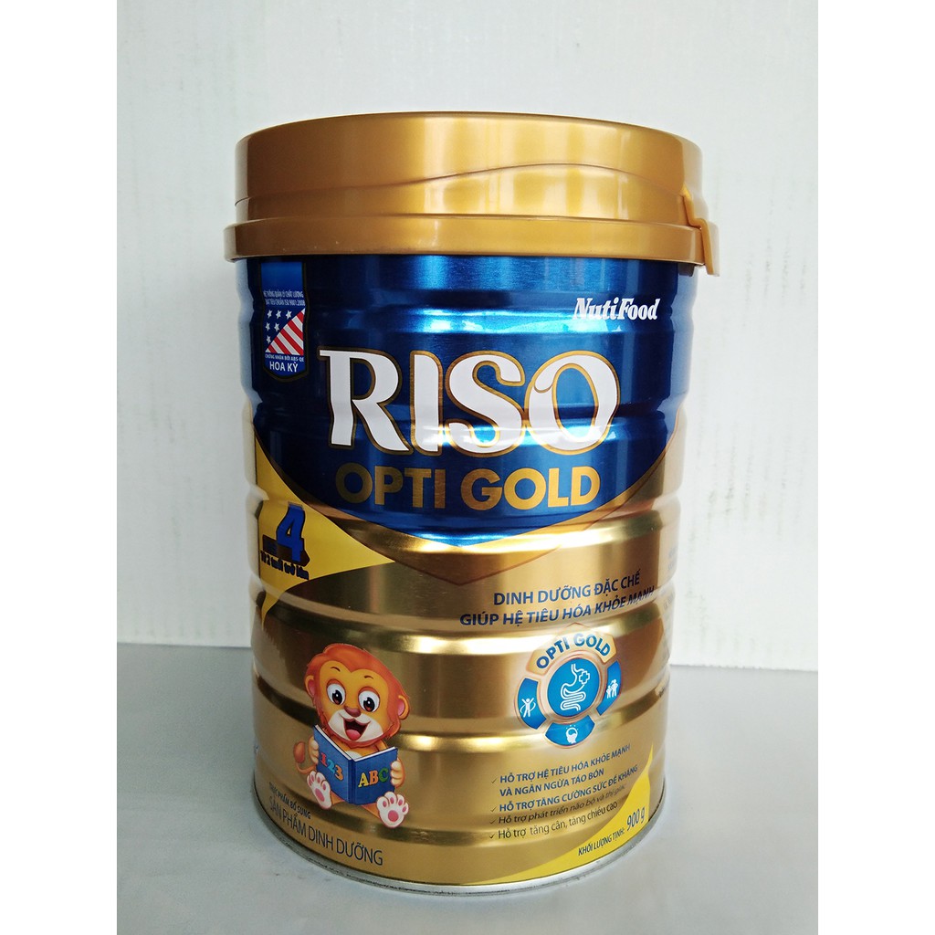 NutiFood RISO OPTI GOLD 4 Lon 900g Cho Trẻ Từ 2 Tuổi Trở Lên