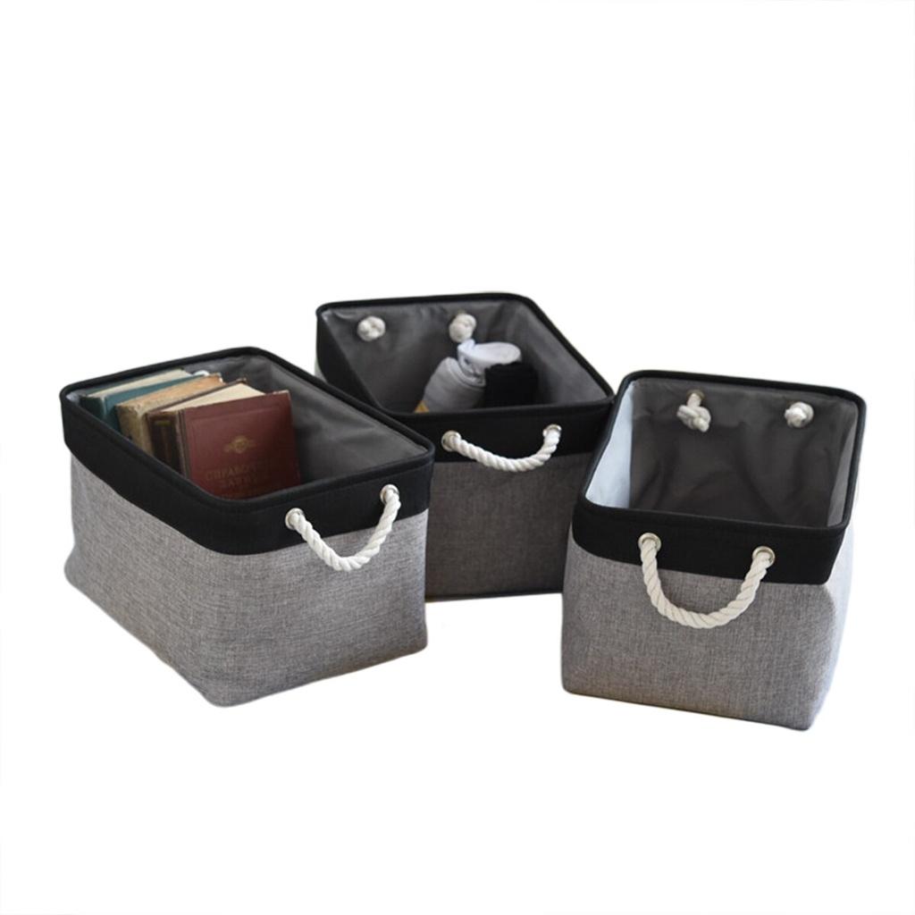 AA Linen Storage Basket Foldable With Cotton Rope Handle Nordic Fabric Household Products Storage Box