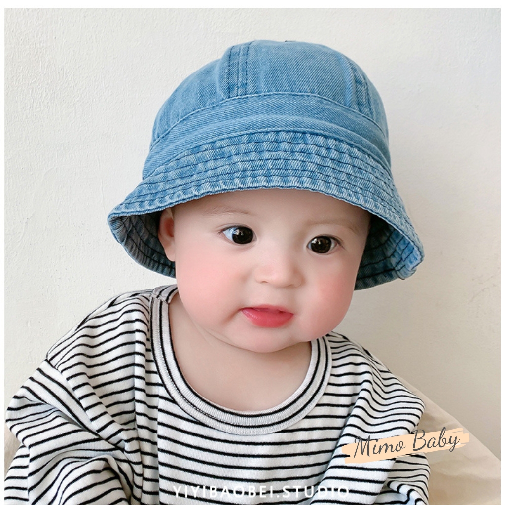 Mũ bucket bò màu xanh kiểu dáng basic thời trang xuân hè cho bé MH223 Mimo Baby