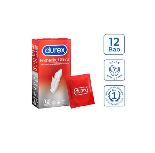 Durex Fetherlite Ultima 12s  - Bao Cao Su Mỏng Trơn - Truyền Nhiệt Nhanh -  Nhập Khẩu Thái Lan