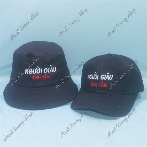 Set Nón Cặp Bucket & Cap Người Giàu Tình Cảm (NGT01);(NGK01) - Combo Người Giàu Tình Cảm