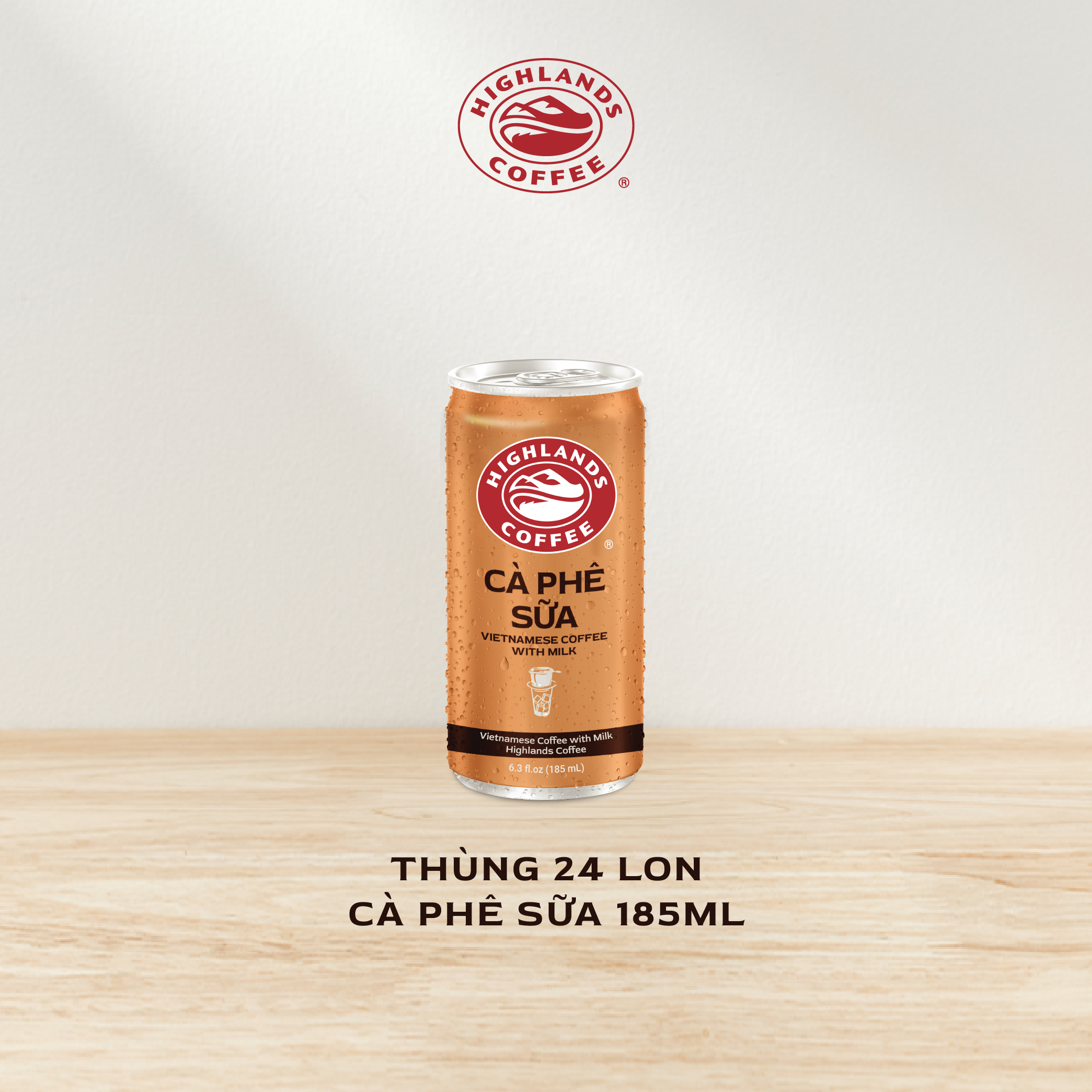 Thùng 24 Lon Cà Phê Sữa Highlands Coffee (185ml/Lon)