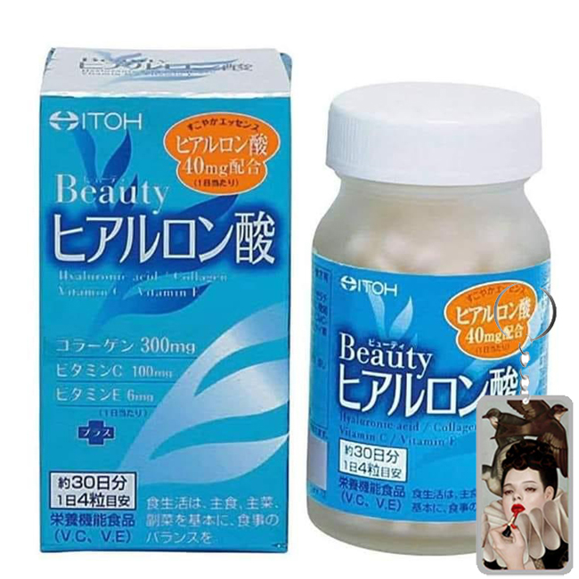 Viên uống cấp nước Itoh Beauty Hyaluronic Acid Collagen 120 viên tặng móc khóa