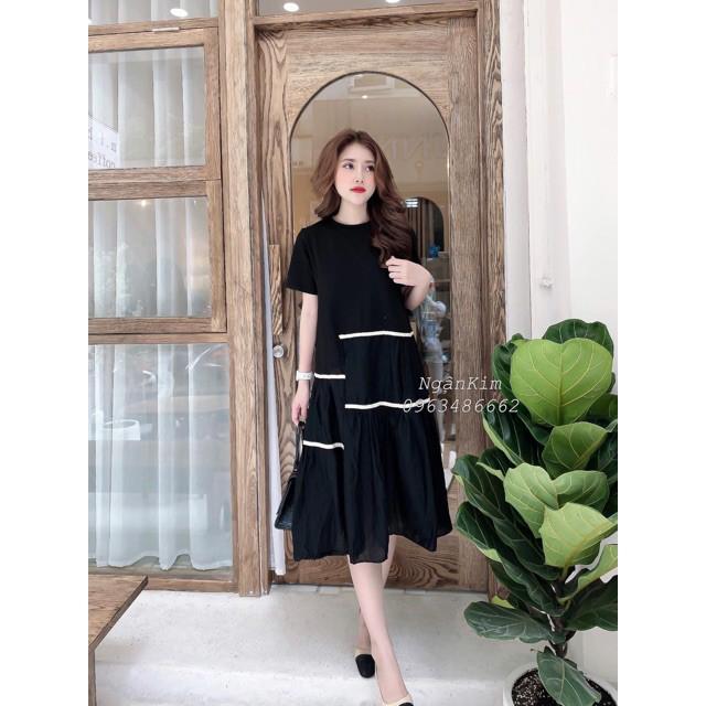 Váy bầu cao cấp chất cotton pha vonthiết kế sang chảnh mặc đi làm đi chơi đều đượcFree size 43~68kg