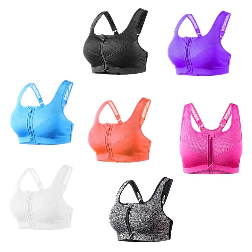 Women Zipper Push Up Sports Bras Vest Underwear Shockproof Breathable Gym Fitness Athletic Running Yoga Sport Tops S-XXL