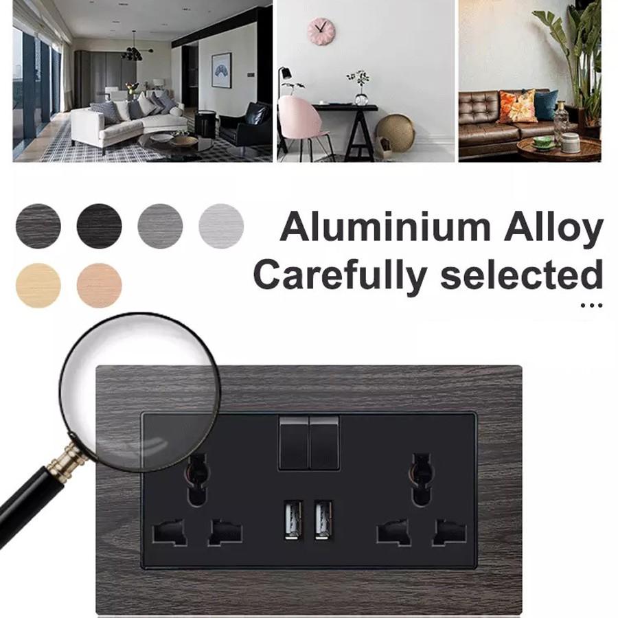 Ổ Cắm 3 Chấu Giả Gỗ Cao Cấp - Chất Liệu Hợp Kim Nhôm - Hàng Chính Hãng Tenko