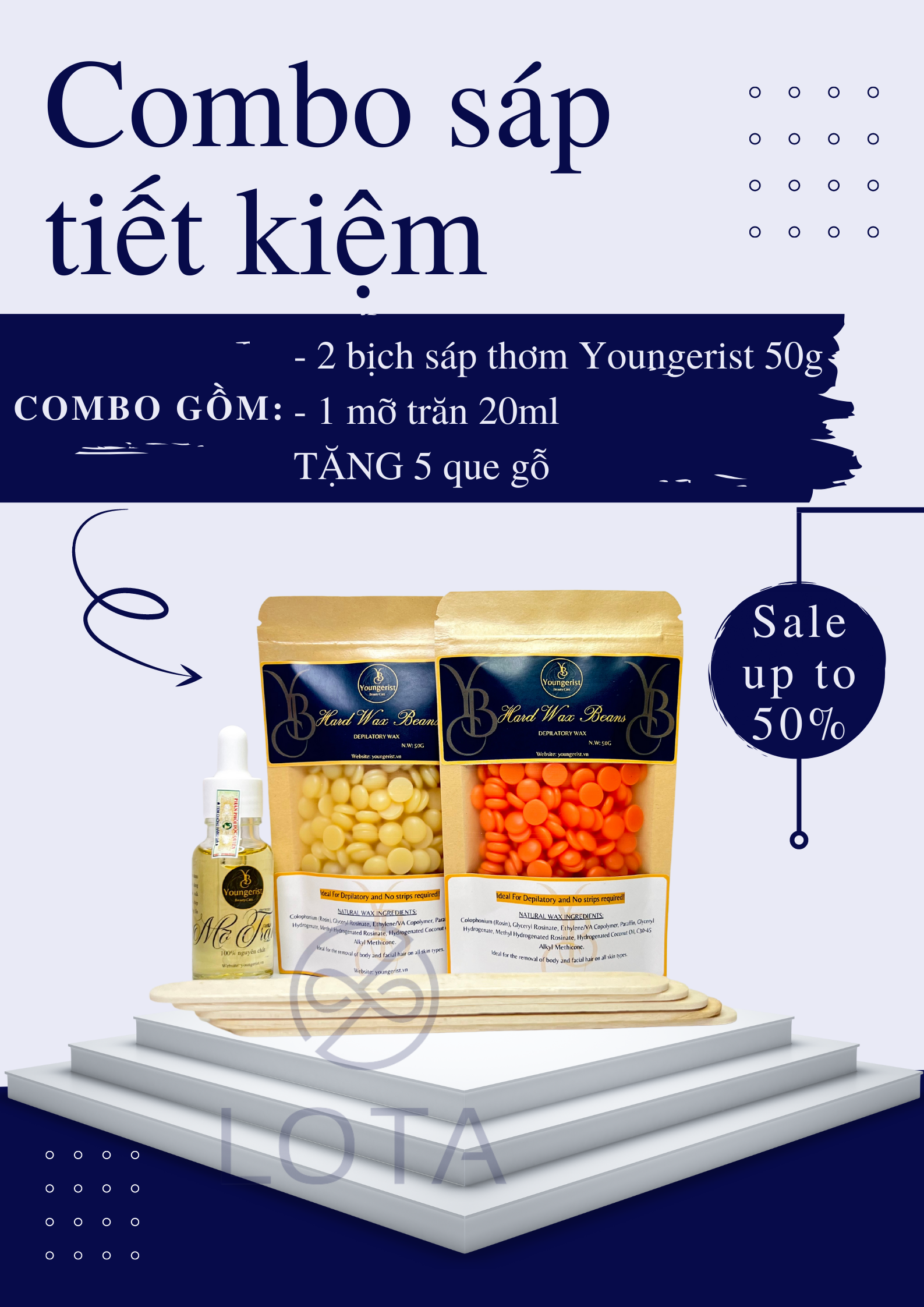 COMBO SÁP WAX LÔNG &amp; MỠ TRĂN YOUNGERIST hard wax beans keo tẩy triệt lông sáp waxing tại nhà hạt đậu tẩy lông sáp wax lông nách bikini tay chân,triệt lông toàn thân 2S08-1M999