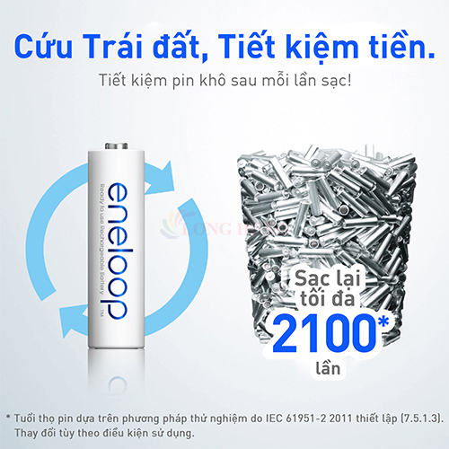 Vỉ Pin sạc Panasonic Eneloop AAA 800mAh BK-4MCCE/2BT (2 viên/10 viên) - Hàng chính hãng