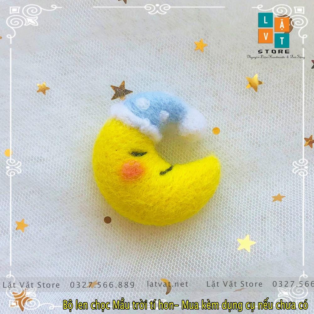 Bộ kit len chọc Mặt Trời tí Hon có hướng dẫn, làm móc khoá, quà tặng đơn giản, needle felting moon, Star DIYS. Giá rẻ