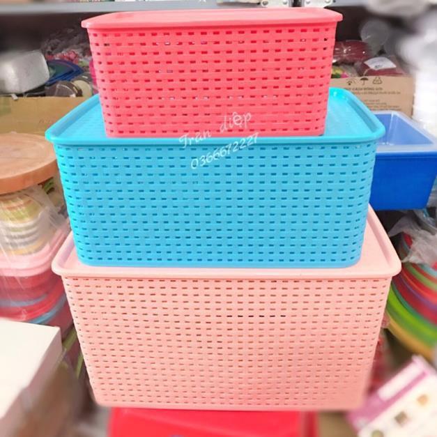 Rổ chữ nhật đựng quần áo đồ văn phòng rất gọn gàng và ngăn nắp 3 cỡ