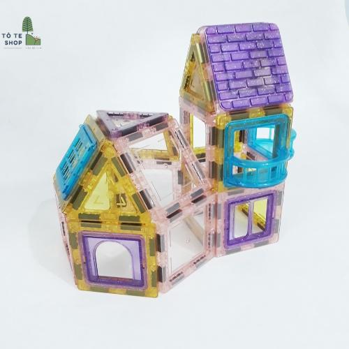 Đồ chơi xếp hình nam châm 45 chi tiết,xếp hình nam châm ánh sáng cầu vồng