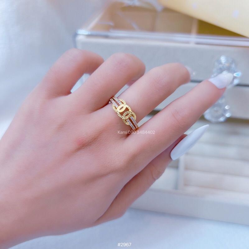 Nhẫn đồng vàng không bay màu hoạ tiết hot trend