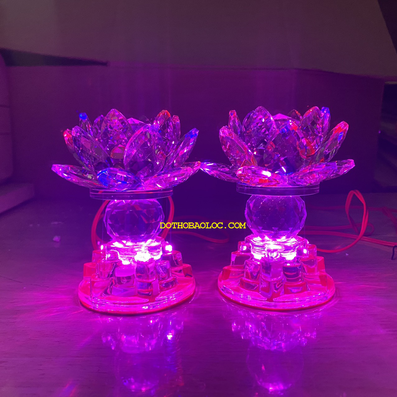 Đèn pha lê hoa sen 1 cục bông cao cấp nhập khẩu từ Đài Loan cao 12.5cm