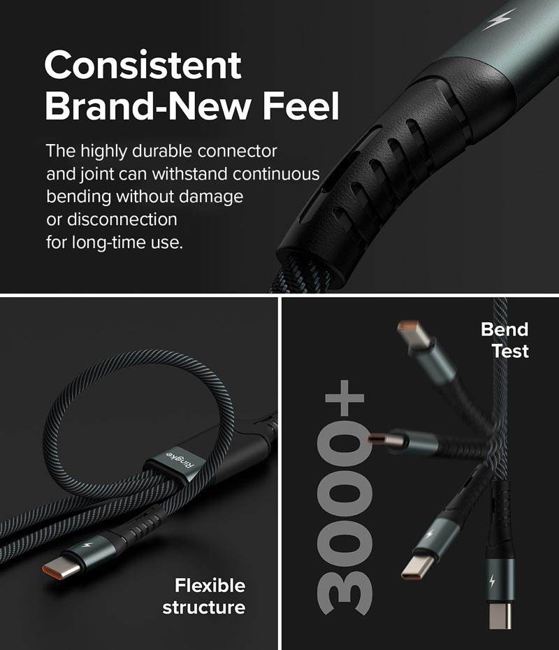 Cáp sạc nhanh đa năng cho điện thoại/tablet RINGKE 3-in-1 Fast Charging Multi Cable 1.2M - Hàng Chính Hãng