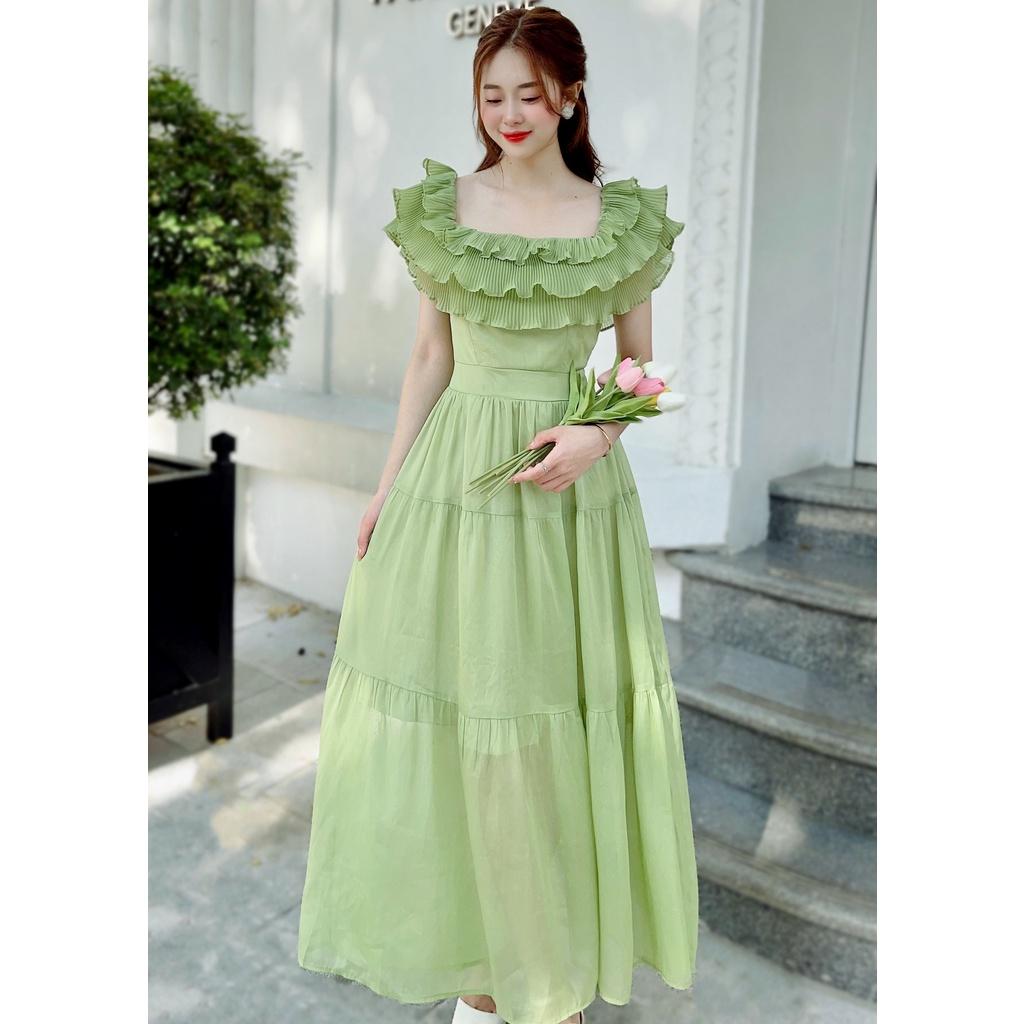 Đầm Đi Biển V114 Chất Liệu Vải Tơ Màu Xanh - Đầm Thiết Kế Thanh Lịch, Nữ Tính