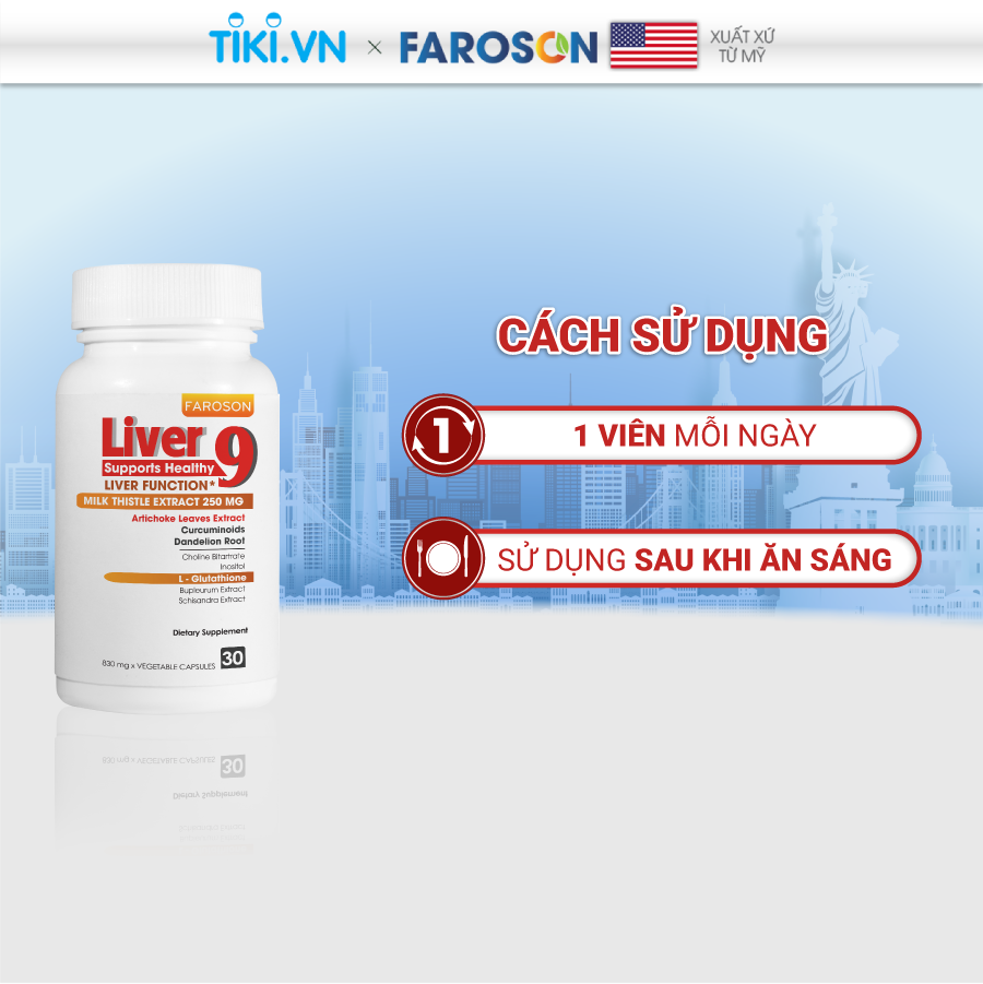 Viên Uống Bổ Gan Giải Độc Gan Faroson Liver 9 hộp 30 viên