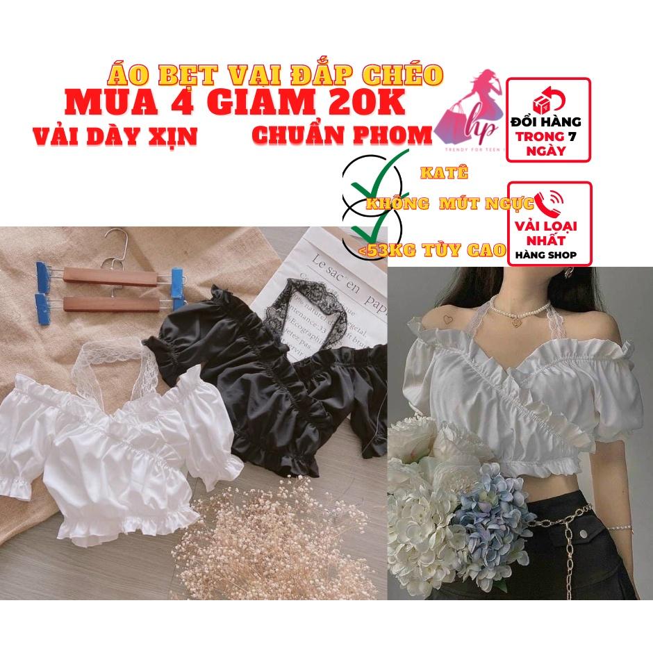 áo bẹt trễ vai nữ croptop đắp chéo dây kiểu hàn quốc mẫu mới thời trang A126