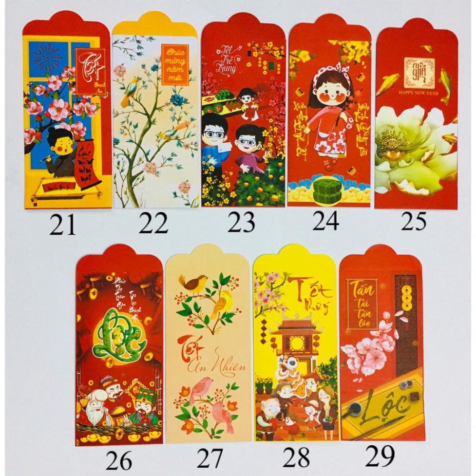Sỉ 100 bao lì xì HOT nhất tết tân sửu 2021 được chọn mẫu tặng kèm túi ninong giấy in đẹp loại 1