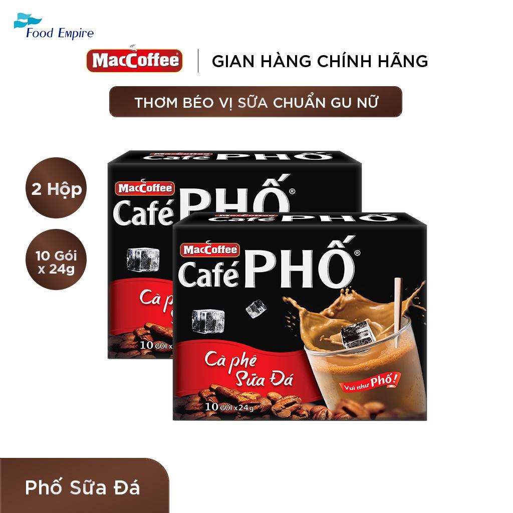Combo 2 hộp Cà phê phố Sữa Đá - Maccoffee (hộp 10 gói x 24g)
