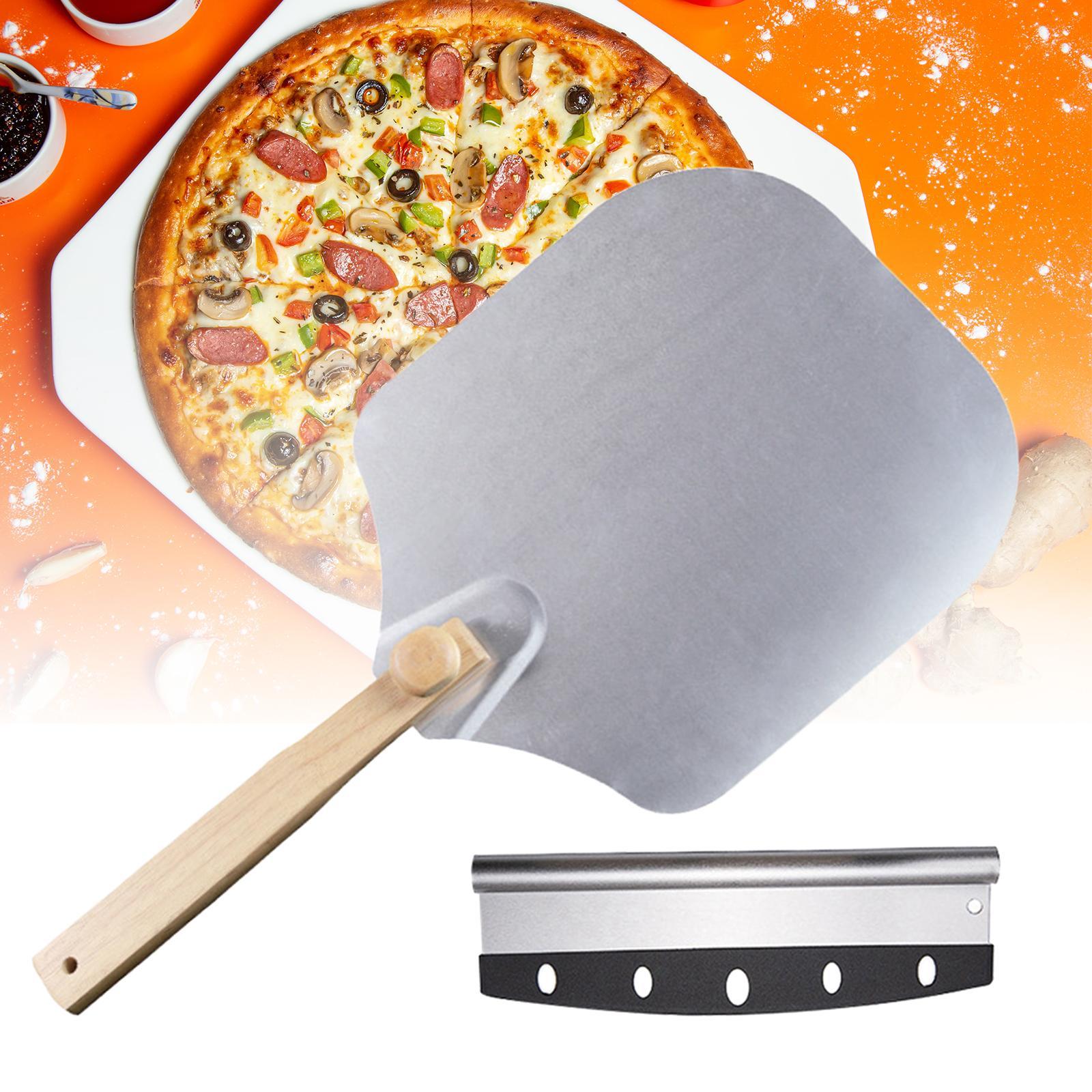 Pizza Peel Pizza Paddle with Cutter, 12 inch Width Wooden Handle Pizza Spade, Pizza Oven Accessory for Bread, Burgers, Cakes, Restaurant Condo