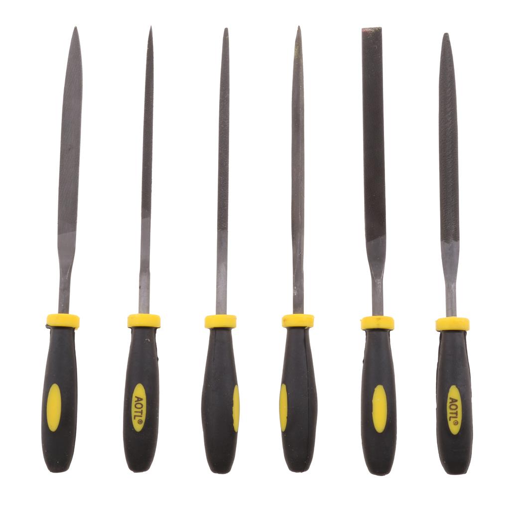 6Pc Steel Rasp Neecle File Set Jeweler Wood Carving Tool Rubber Handle