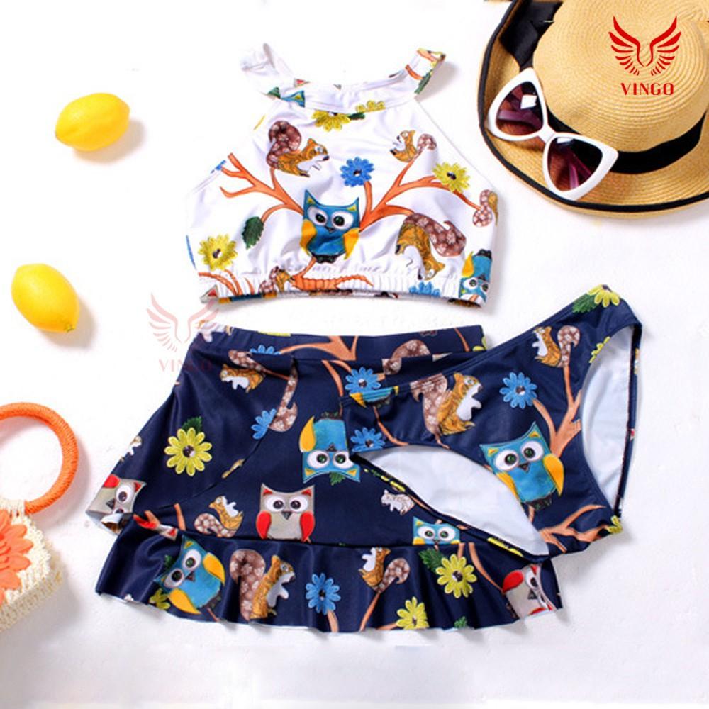 Bộ đồ bơi bikini 2 mảnh cổ yếm họa tiết