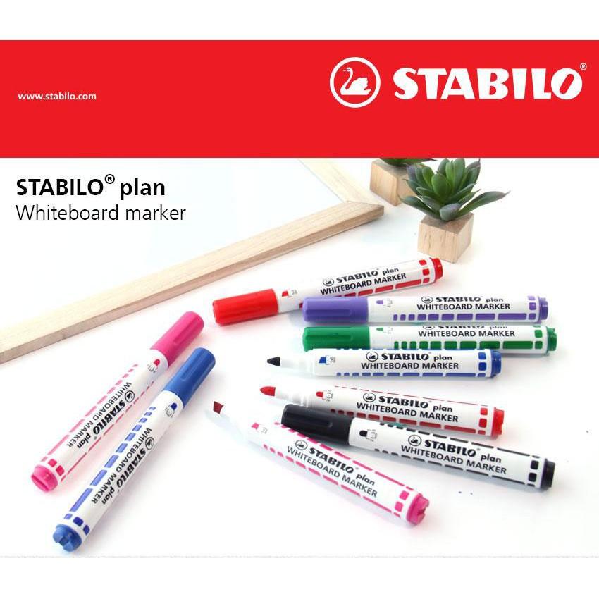 Bộ 12 Bút viết bảng đầu tròn + đầu vuông STABILO plan WHITEBOARD MARKER (WM641-C12)