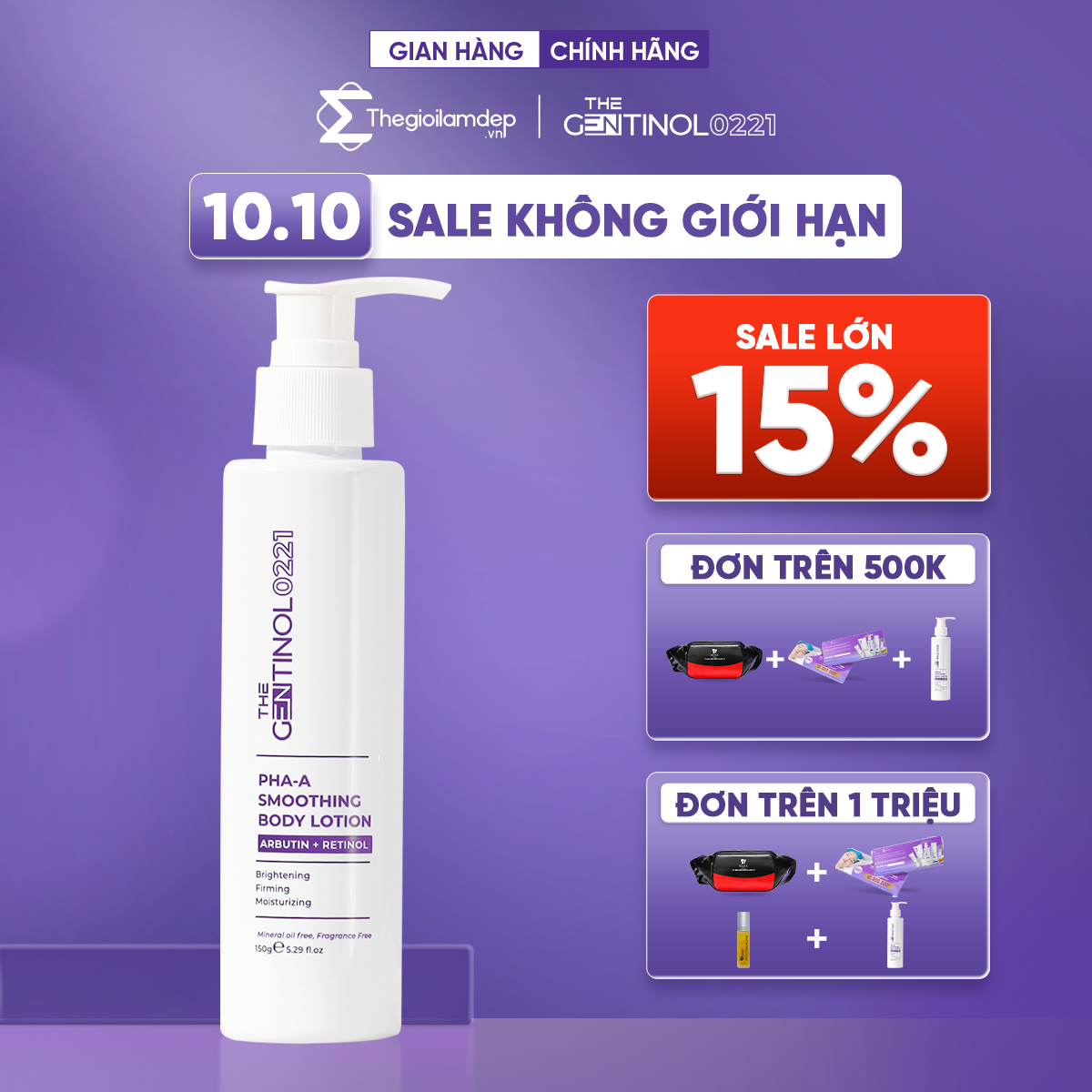 Sữa dưỡng thể làm trắng, săn chắc và dưỡng ẩm da mịn màng PHA-A Body Lotion The Gentinol 0221 150g