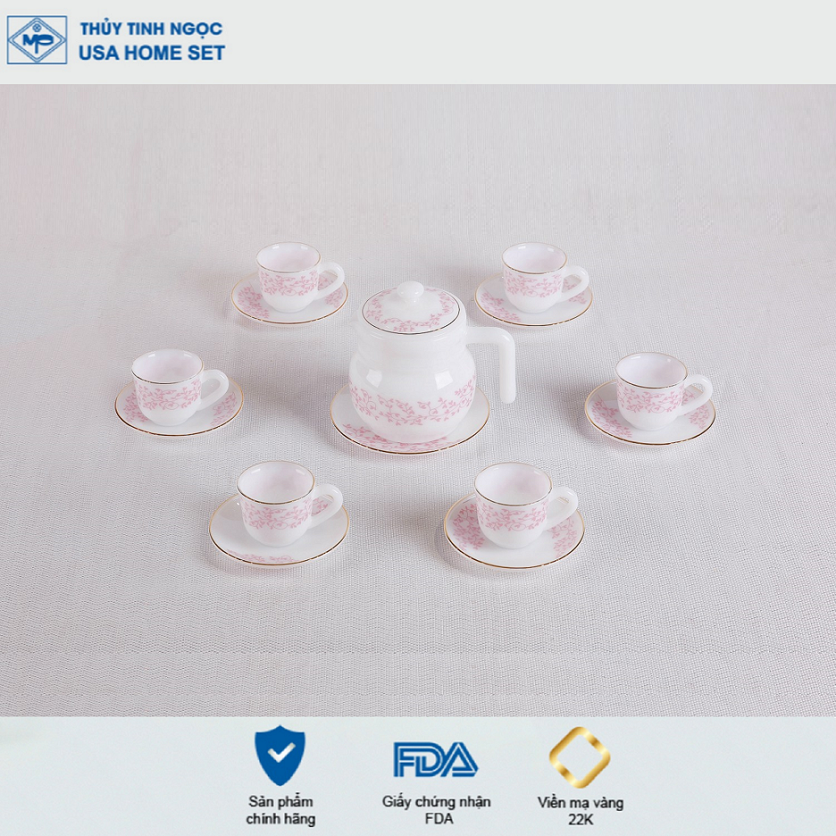 Bộ ấm trà Thủy tinh ngọc MP USA Homeset P3066HL
