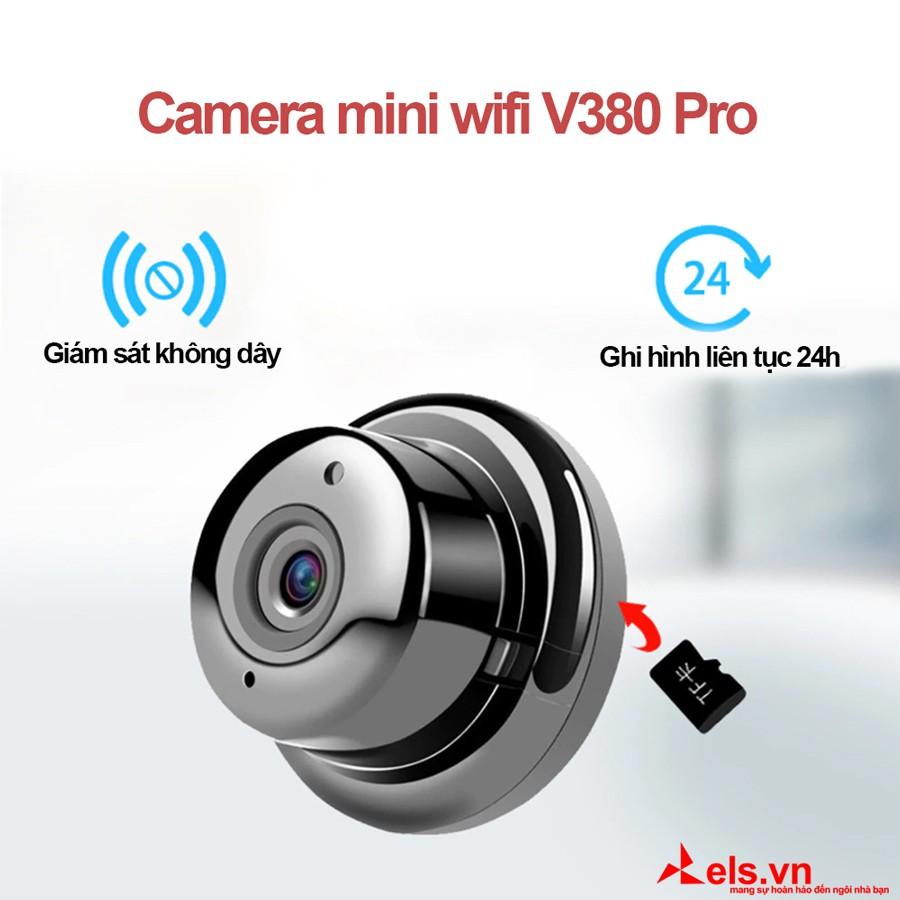 Camera Wifi mini V380 Pro Full HD 1080P có báo động chống trộm tặng kèm cục nguồn 5V