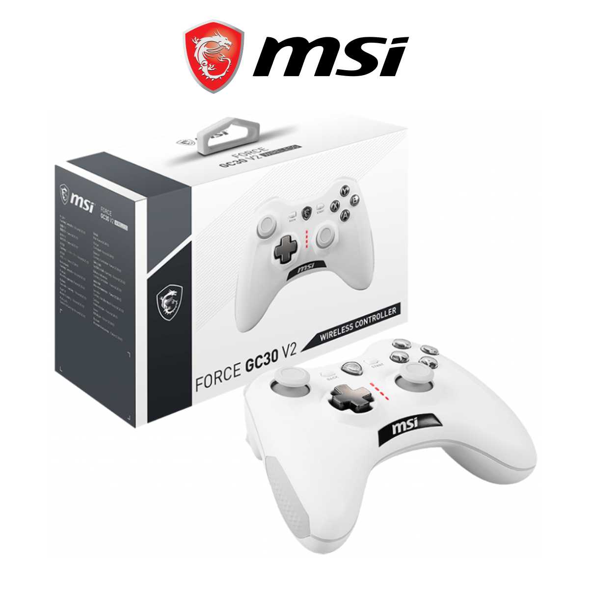 Tay Cầm Chơi Game Không Dây MSI Force GC30 V2 Dây Dài 2M, Tương Thích PS4, PC Laptop Windows, Điện Thoại Máy Tính Bảng Android - Hàng Chính Hãng