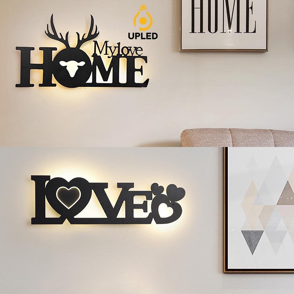 Đèn ngủ treo tường decor UPLED hình chữ HOME LOVE trang trí không gian phòng khách