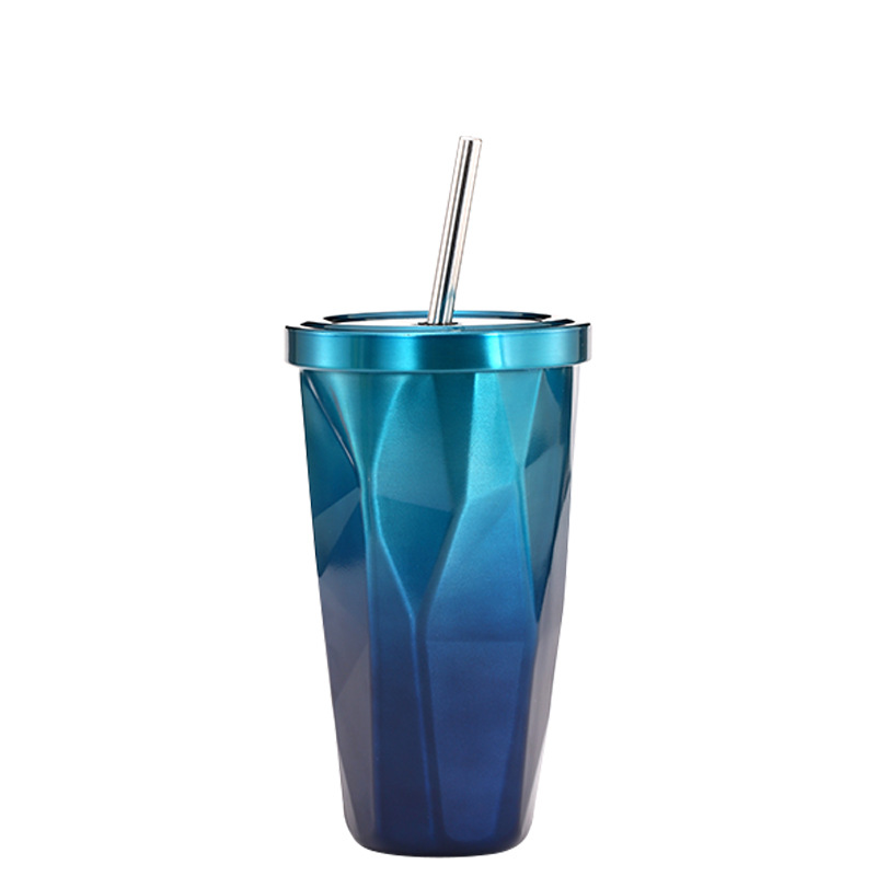 Cốc giữ nhiệt kim cương có nắp và ống hút 500ml