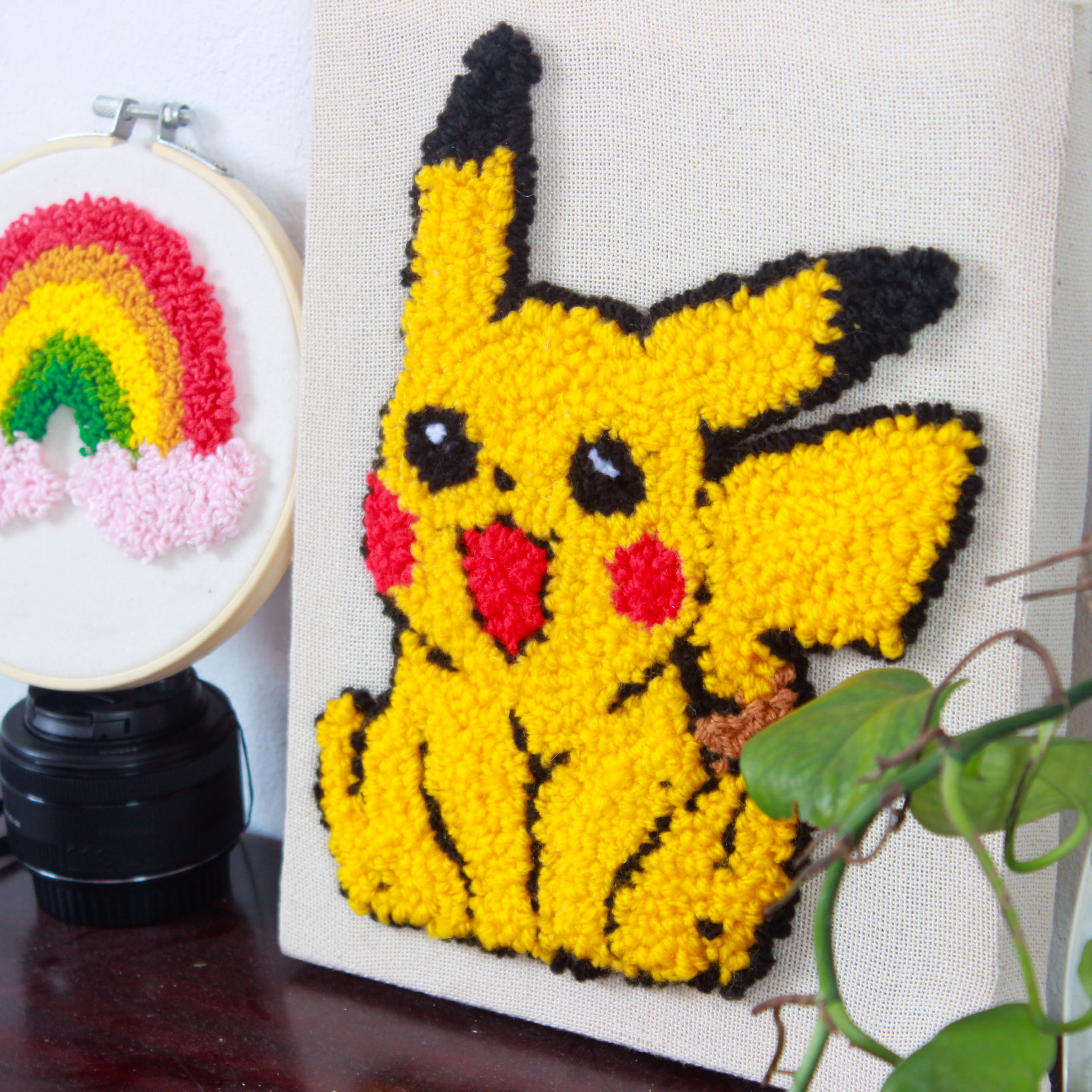 Set Thêu Nổi Thêu Xù Pikachu Dùng Len Đan Sợi Móc Dành Cho Người Mới Bắt Đầu