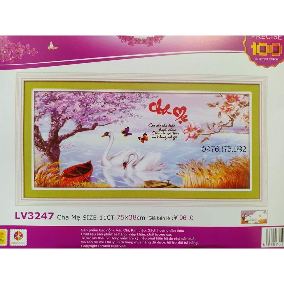 Tranh thêu chữ thập Cha Mẹ LV3247-75x38cm