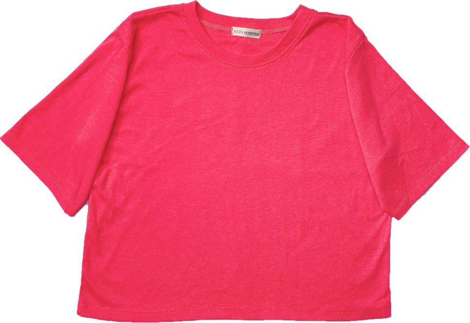 Áo Thun Nữ Croptop Màu Hồng Tay Lở Hàn Quốc