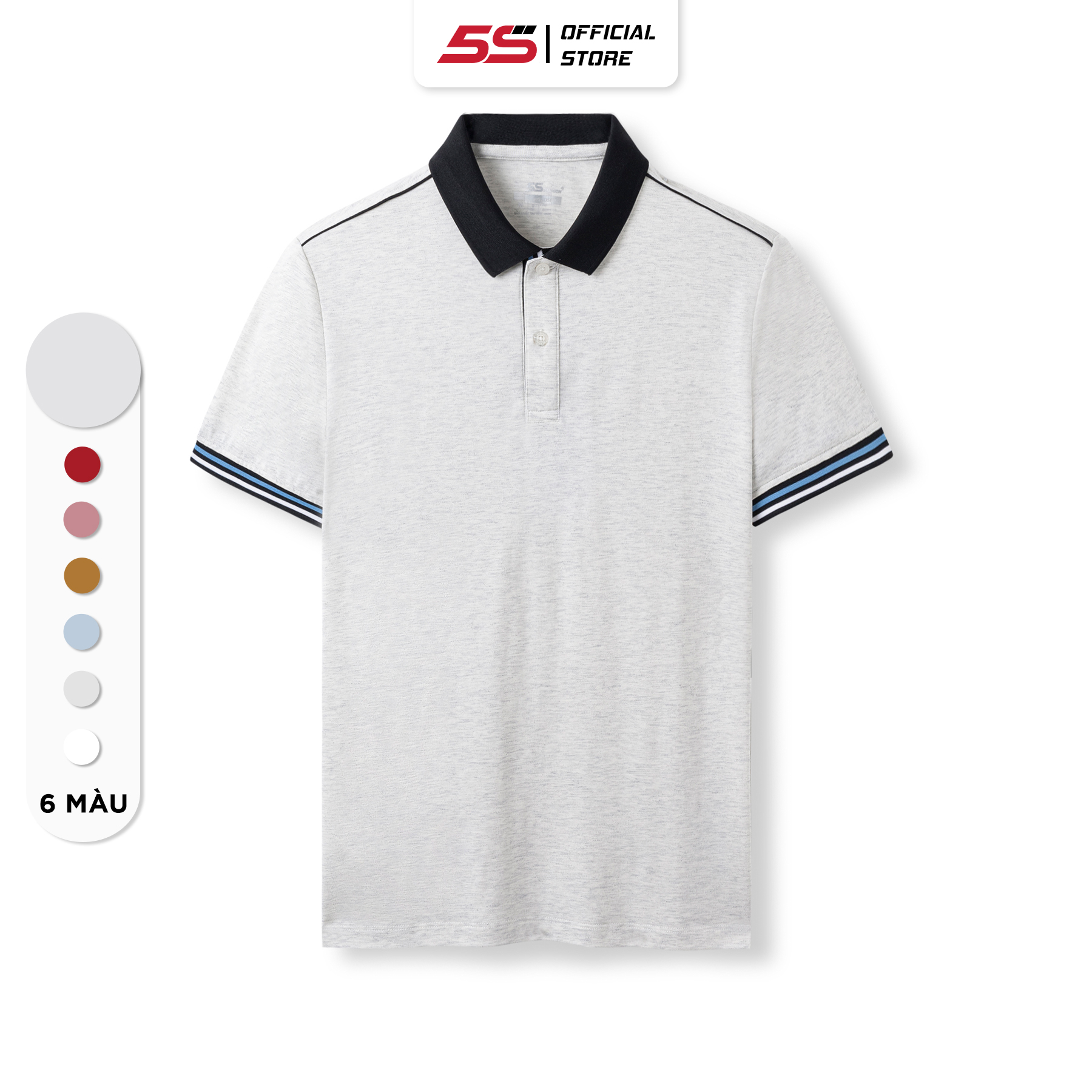 Áo Polo Nam 5S, Chất Liệu Viscose, Hiệu Ứng Melang Sang Trọng, Lịch Lãm, Thiết Kế  Phối Viền Tay Áo Nổi Bật (APC23029)
