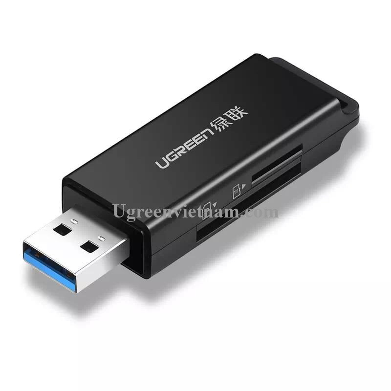 Đầu đọc thẻ nhớ USB 3.0 sang SD TF cao cấp Màu Đen Ugreen 40752 CM104 - Hàng Chính Hãng