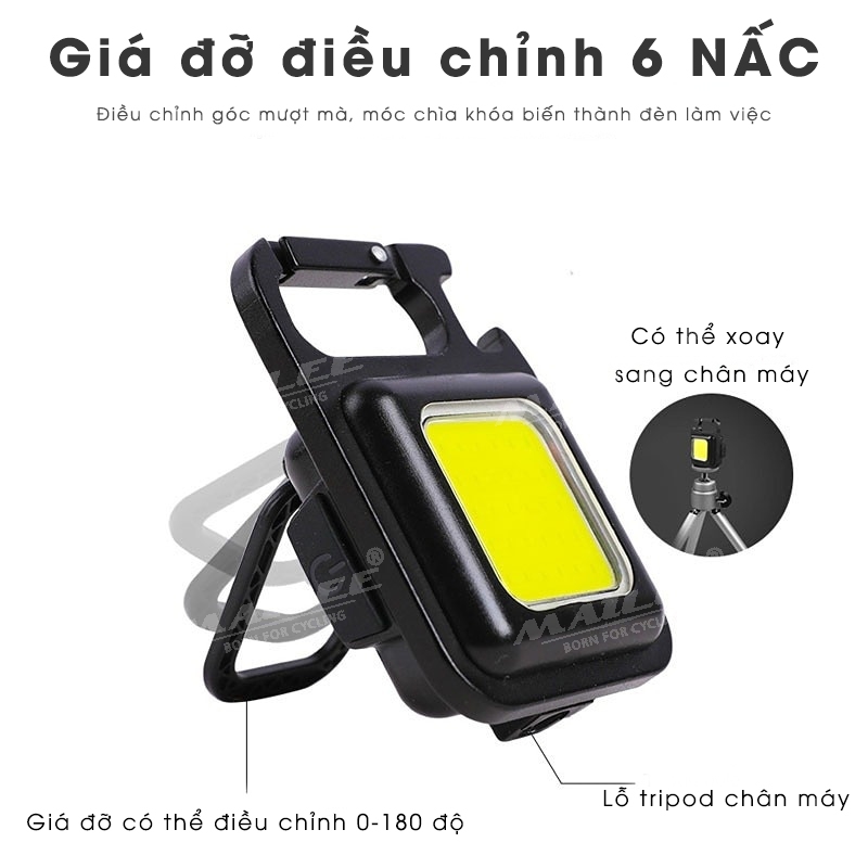 Đèn Móc Khóa USB mini di động đa năng KEYCHAIN LIGHT 500 Lumens 30 led COB độ sáng cao khung vỏ nhôm sạc type-C có nam châm - Mai Lee