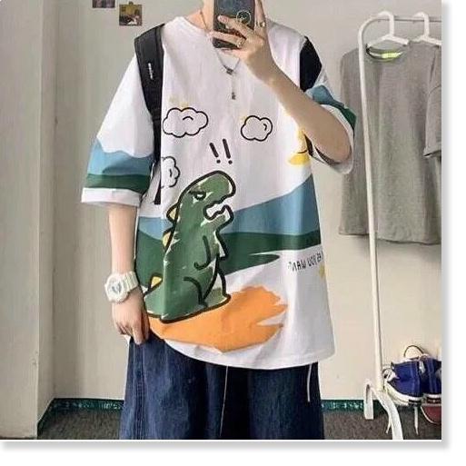 Áo thun tay lỡ form rộng KHỦNG LONG CỰC ĐẸP HOT HÈ TREND 2021 KME FASHION